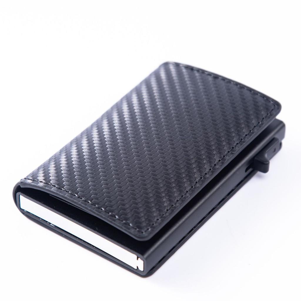 Carbon Fiber Credit Card Holder Wallet Men Rfid Smart Meral Thin Slim Pop Up Minimalist Wallet Small Black Purse Metal Wallet