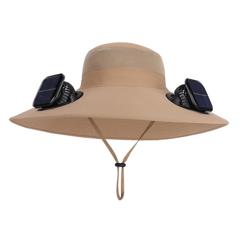 

Solar double fan hat summer outdoor mountaineering fishing sun protection sun hat enlarged brim breathable bucket hat