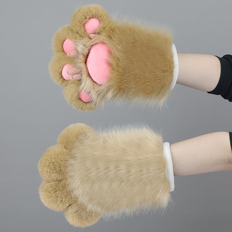 Nadměrné Kočičí Tlapky Ručně Vyráběné Zvířecí Kožešinové Ďábelské Rukavice Fursuit pro Maškarádu