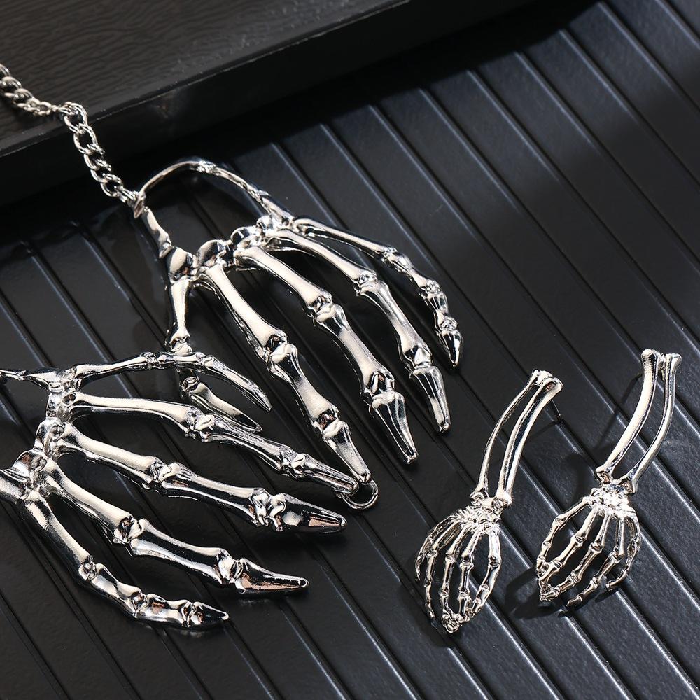 Colier cu pandantiv de mână în stil punk în stil gotic creativ personalizat, lanț de clavicula hip hop bijuterii din aliaj de Halloween