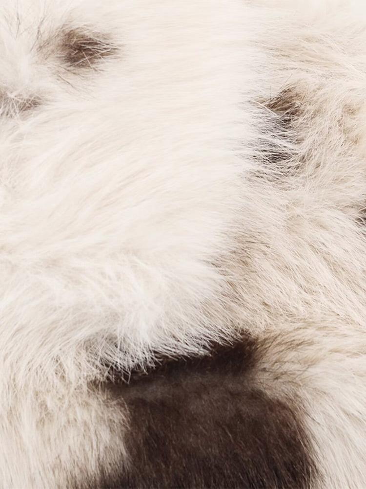 Women's Collar Long Sleeved Spotted Faux Fur Winter Coat