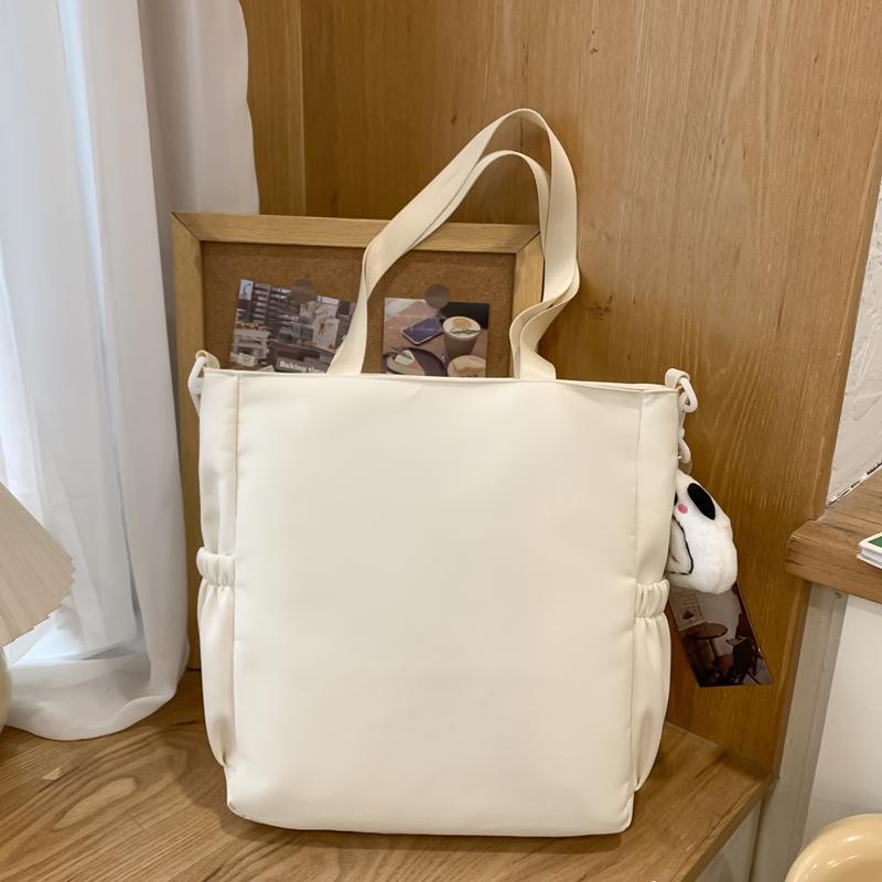 Torba tote w stylu koledżowym dla uczniów szkół średnich i ponadpodstawowych, z kreskówkowym haftem szczeniaka, o dużej pojemności, na ramię