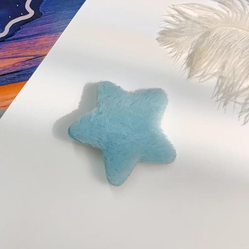 Modische Damen Haarspange mit pastellfarbenem Plüsch-Stern-Design für seitliche Ponypartie und Fransen Süßes und schickes Haaraccessoire