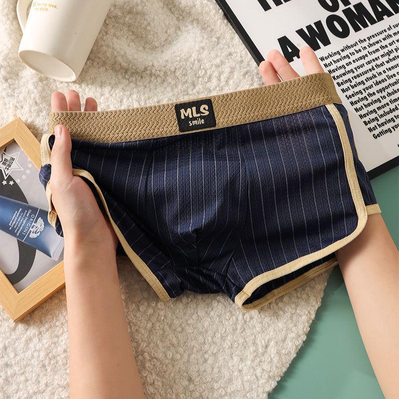 Mens Panties Cotton Boxer Shorts Fashion  Breathable Mid Waist Underwear Cueca U Bulge Pouch Sexy Underpants