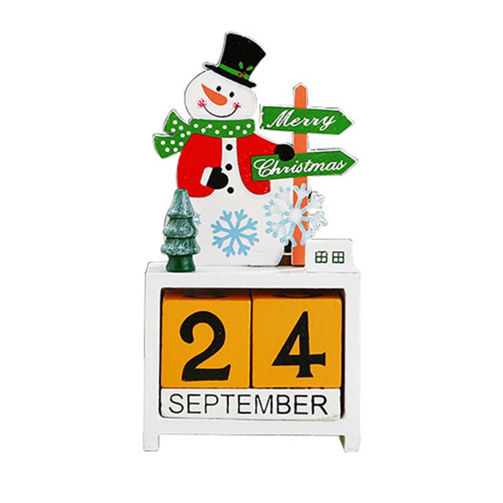 1pc Christmas Advent Countdown Calendar Desk Decoration Wooden Calendar Ornament Christmas Present