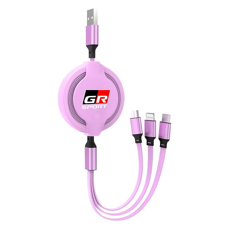 Car Accessories 3 In 1 Micro Cable Multi Charger for Toyota Trd GR Corolla Yaris Chr Auris RAV4 Land Cruiser Camry Highlander