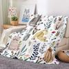 Cute Cat & Floral Pattern Fannel Blanket Warm Soft Throw Blanket for Couch Bed Living Room Home Decor Pet Lover Gift Blankets
