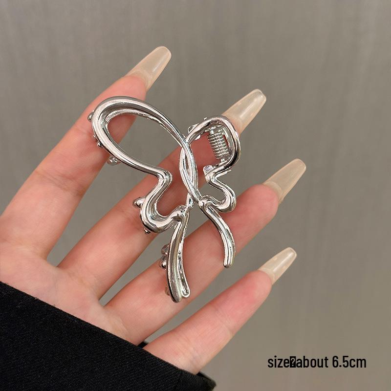 Silver Metal Geometric Shark Hair Clip for Thick Hair