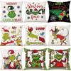 Cozy Green And Red Grinch Christmas Pillow Cover For Stylish Home Dcor 45x45cm