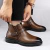 New Winter Boots New Luxury Brand Men Motorcycle Boots High Top All-match Leather Shoes Side Zipper  Men Business Ankle Boots