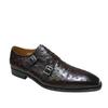 Fashion Men's Pointed Python Pattern Genuine Leather Monk Shoes Double Buckle Formal Shoes for Business Office And Banquet