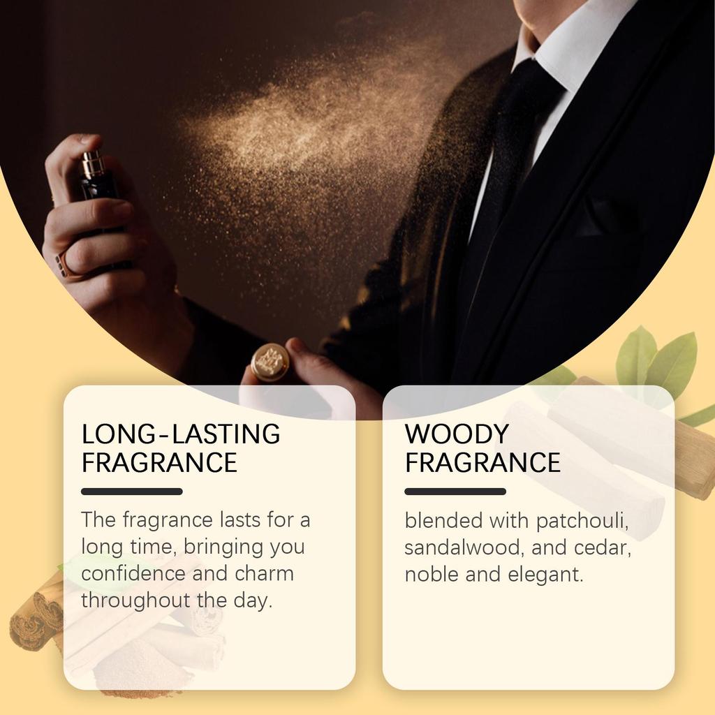 Men's Whiskey Scented Perfume 50ml Long-lasting light woody fragrance Exquisite bottle design radiates charm