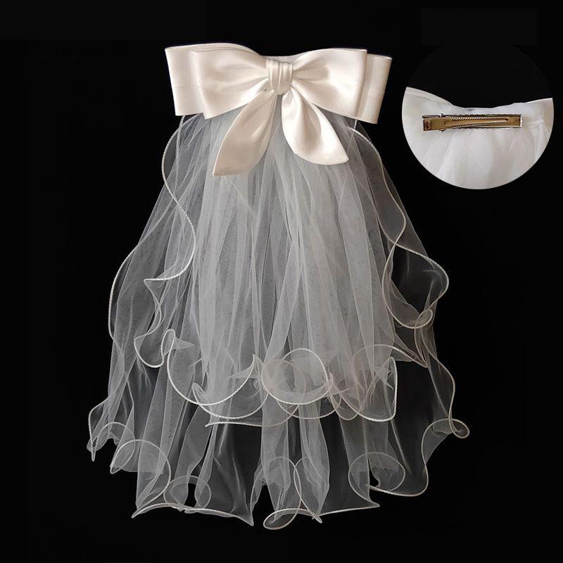 Bridal Woman Luminous Tulle Long Bachelorette Party Wedding  Ribbon Edge With Bowknot For Wedding Party