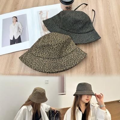 Real Shot! New Leopard Print Retro Bucket Hat Basin Hat Casual Versatile Sunshade Commuter Men and Women Sunscreen