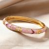 Stile Etnico Lusso Colore Oro Smalto Multicolor Fiore Zircone Bracciale rigido per Donna Fascino Sposa Bracciale a manetta Gioielli Bohemienne Regalo