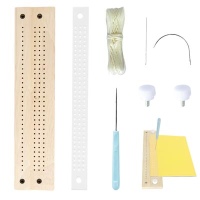 Wooden Signature Punching Tool Handmade Book Binding Punch Guide Tool with Awls Needles for DIY Crafts Journals Scrapbooking