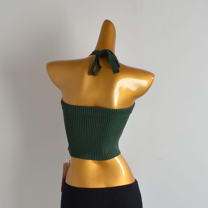 Cabinet Sexy Cross-Halterneck Shoelace Knitting Camisole Women's Clothing Spring Summer Slim-Fit Short Wrapped Chest Sleeveless Tops