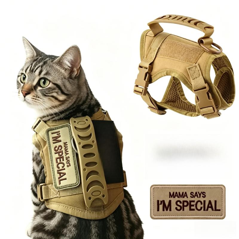 Abbigliamento per Gatti Accessori per Gatti Sicuro Pettorina Tattica Leash di Trazione Con Due Adesivi Per Gatti Cuccioli e Cani Piccoli
