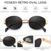 FEISEDY Oval Metal Frame Sunglasses with UV400 Perfect for and Retro B0124 Women's Protection, Driving, Fishing, Hiking, Shopping, Travel, More.