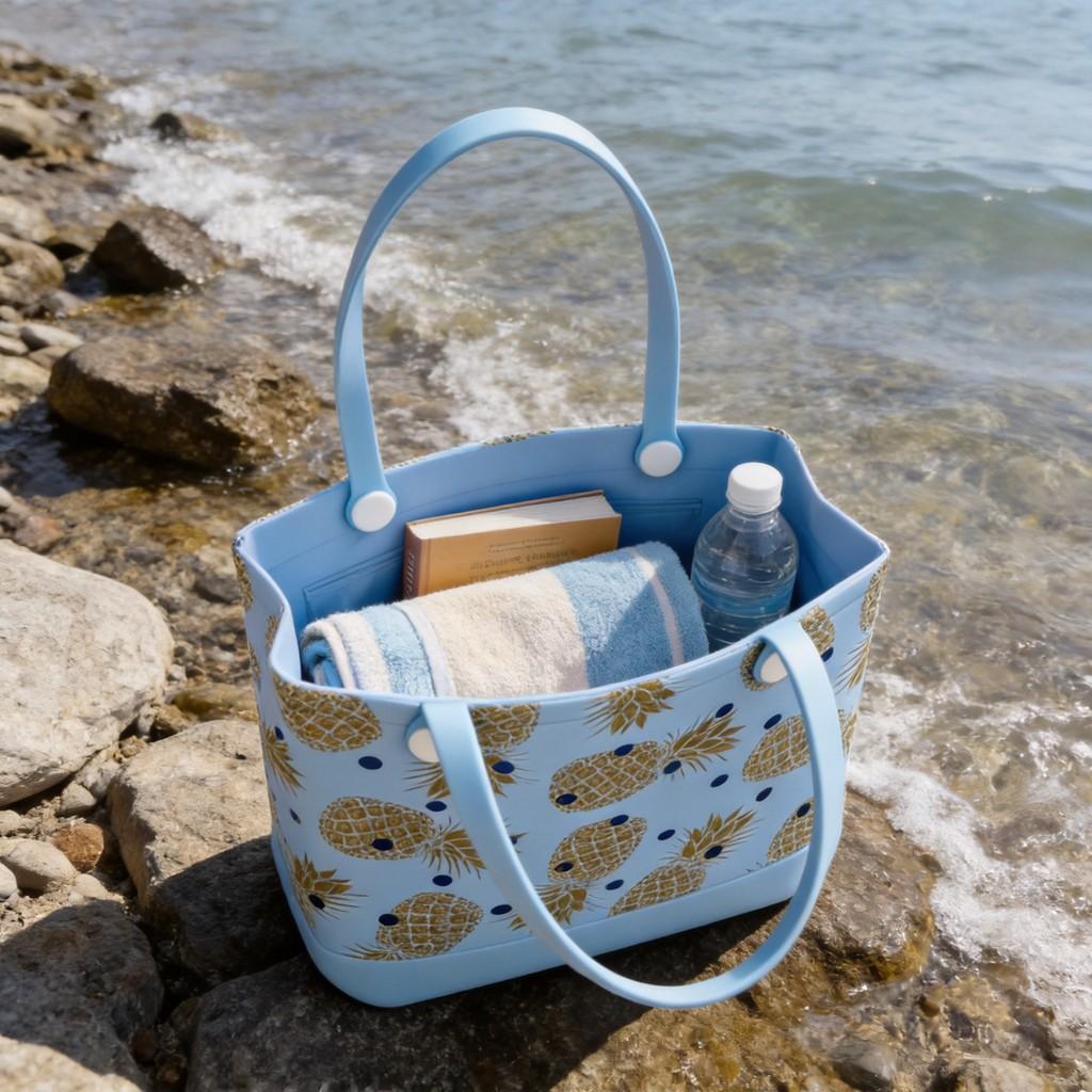 Eva-Material-Tragetasche mit buntem Aufdruck für Freizeit, Reisen und Strand