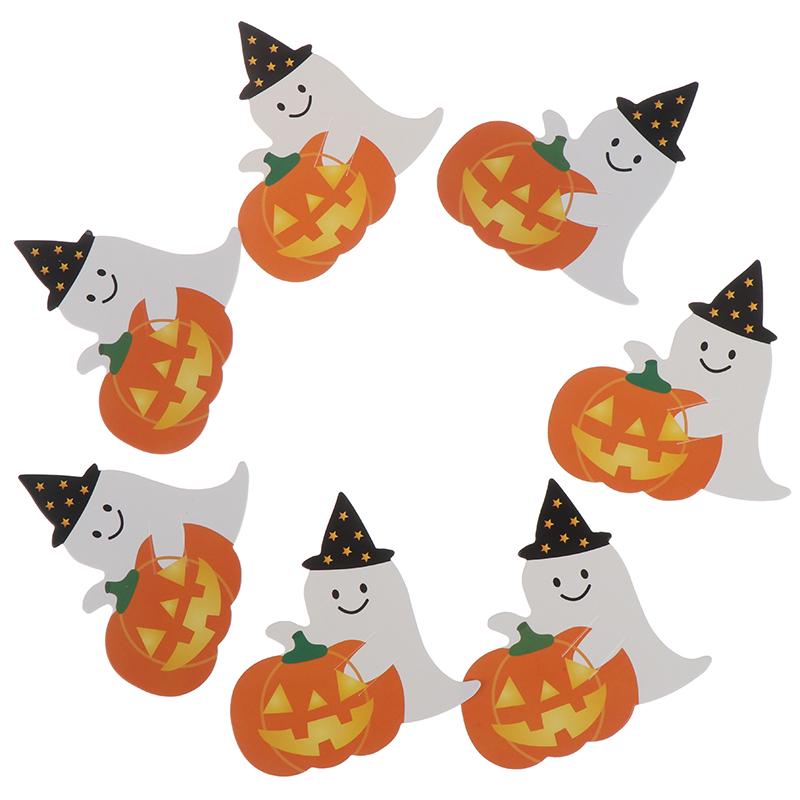 50Pcs/Lot Ghost Pumpkin Diy Halloween Gift Candy Paper Cards Lollipop Cards