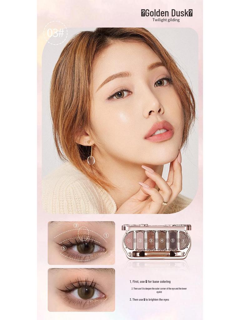 Winnie the Pooh 6-Color Shimmer & Matte Diamond Pearlescent Eyeshadow Palette with Contour Highlight