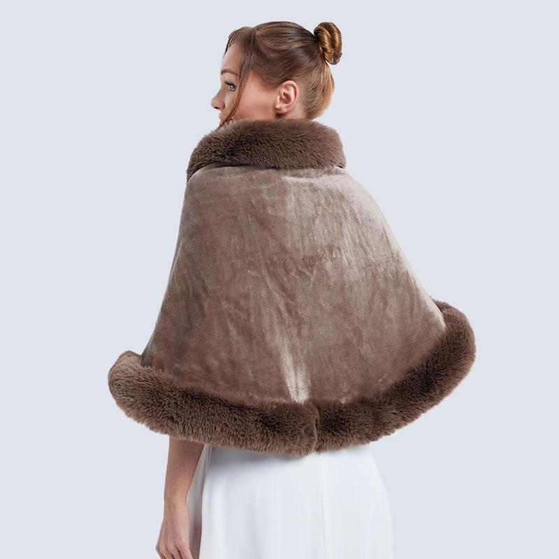 Damenes romantiske sjalpelskåpe med kunstpels av høy kvalitet for varme og komfort