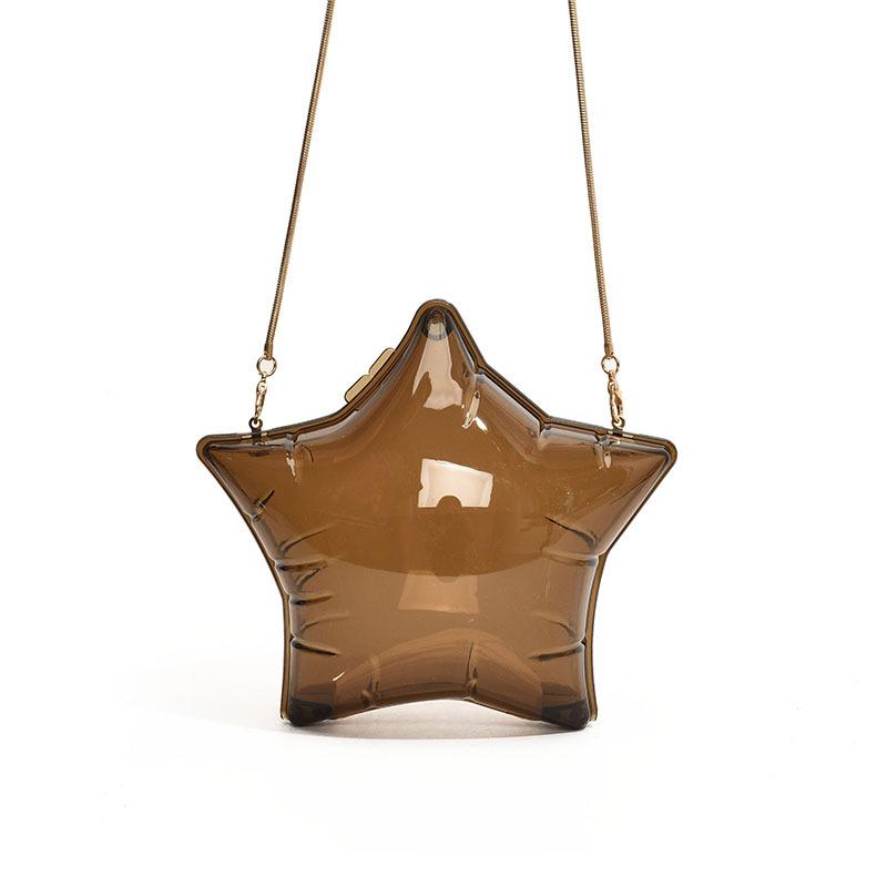 Kleine und süße fünfzackige Stern-Mode-Umhängetasche für Damen im ausländischen Stil, einfarbig, Abendessentasche, Ketten-Umhängetasche, Flut