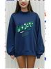 European Heavyweight Autumn Women's Trendy Hoodie - Casual Loose Fit, Hot Stamping, Long Sleeve, Mid-High Neck.