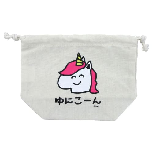 Oekakisan Drawstring Bag 080215-081113 (260/Unicorn) by Okutani Corporation, Cotton, Approx. W21xH17xD9cm, Storage Bag, Organizer, Gift