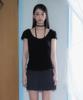 ROSEFRANTZ Corsage Shirring T-Shirt [Black]