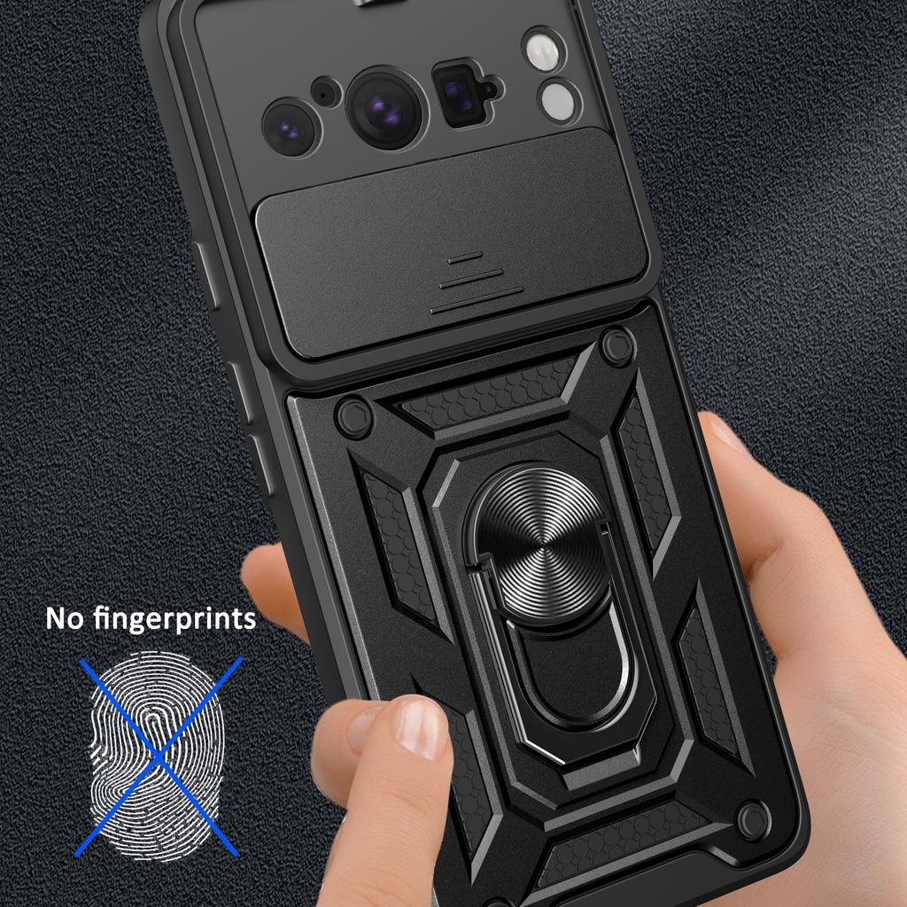 For Google Pixel 8 Pro Case Rear Lens Protection PC+TPU Anti-scratch Phone Cover with Kickstand