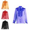 Polyester Satin Ballroom Performance Shirt For Men And Women With Ruffle Details For Halloween Stage Shows