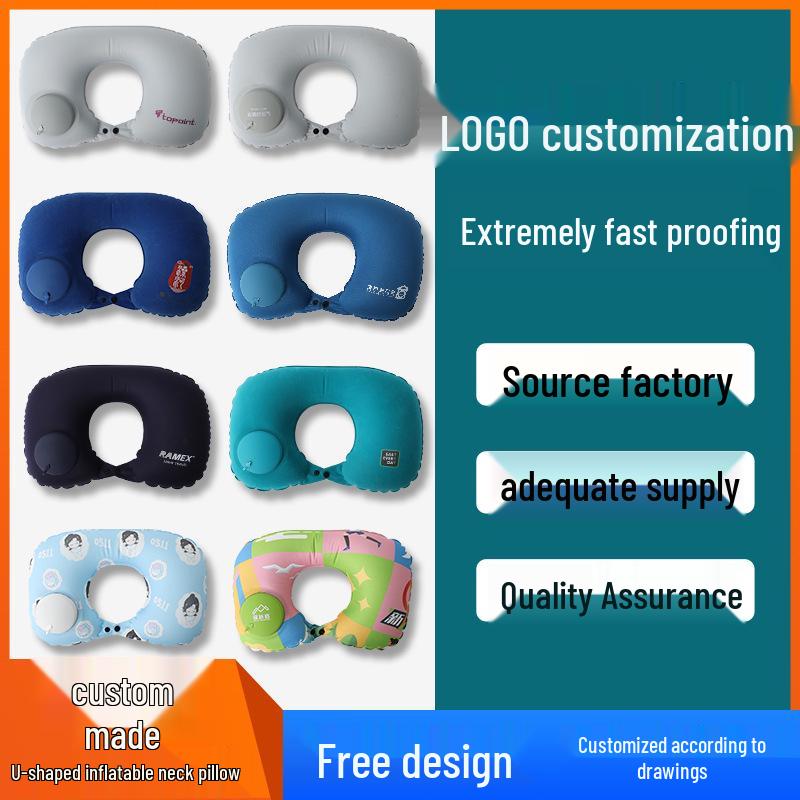 Custom Inflatable U-Shaped Travel Neck Pillow for Car & Airplane