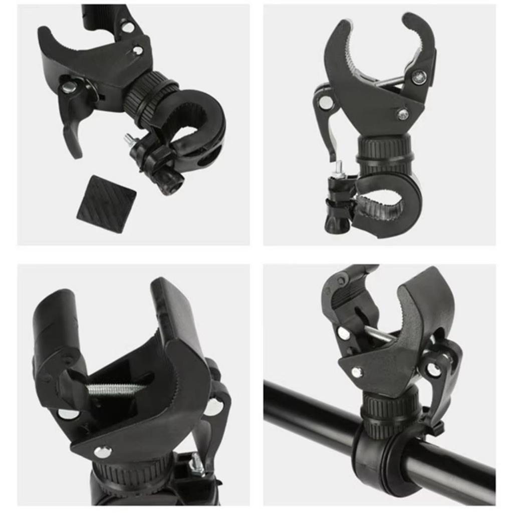 CHASO Bicycle Light Set of Flashlight Bike Light Cycle Handlebar Black Holder, 2, Clamp, 360-Degree Rotation, Bracket, Stay, Mount,