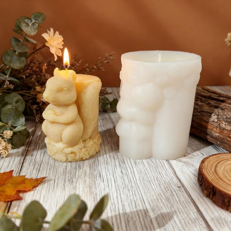 Squirrel Figurine Silicone Mold Animal Candle Silicone Mould for Epoxy Resin Making Candle Soap Festival Decoration