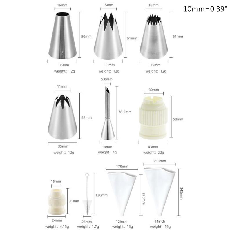 10 Pcs/Set Piping Bag Converter Icing Nozzles Tips Pastry Cupcake Cream Cake Decorating Supplies Baking Tool X3UC