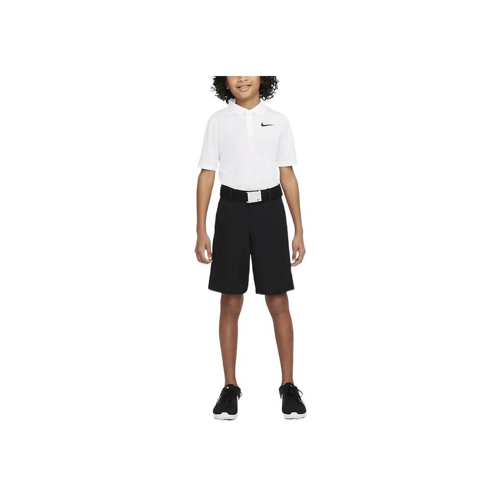 Nike Kids Plain Logo Print Straight Cut Short Sleeve Polo Shirt Kids Tops White DN1970-100