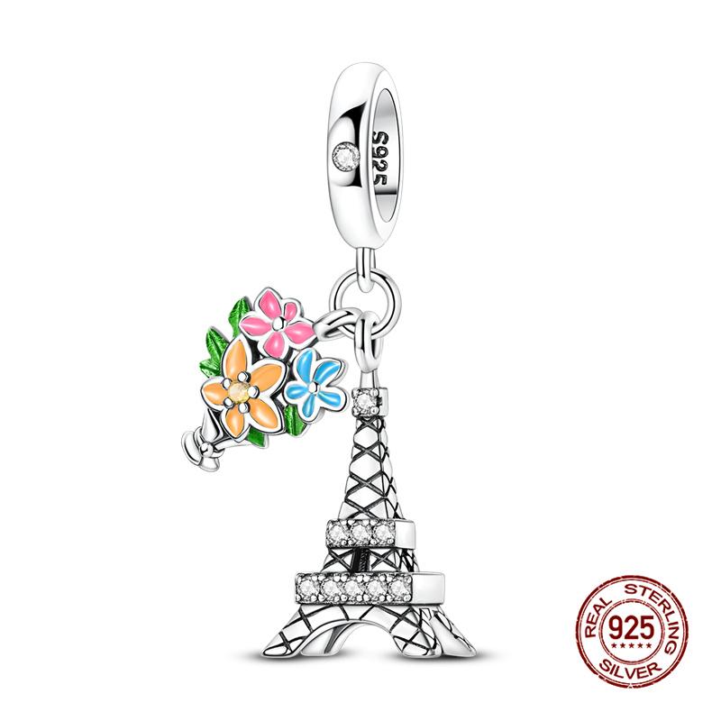 Original Charm Copper Landmark Building Series Charm Bead Fit 3Mm Original Bracelet For Women Diy Fine Jewelry Gift