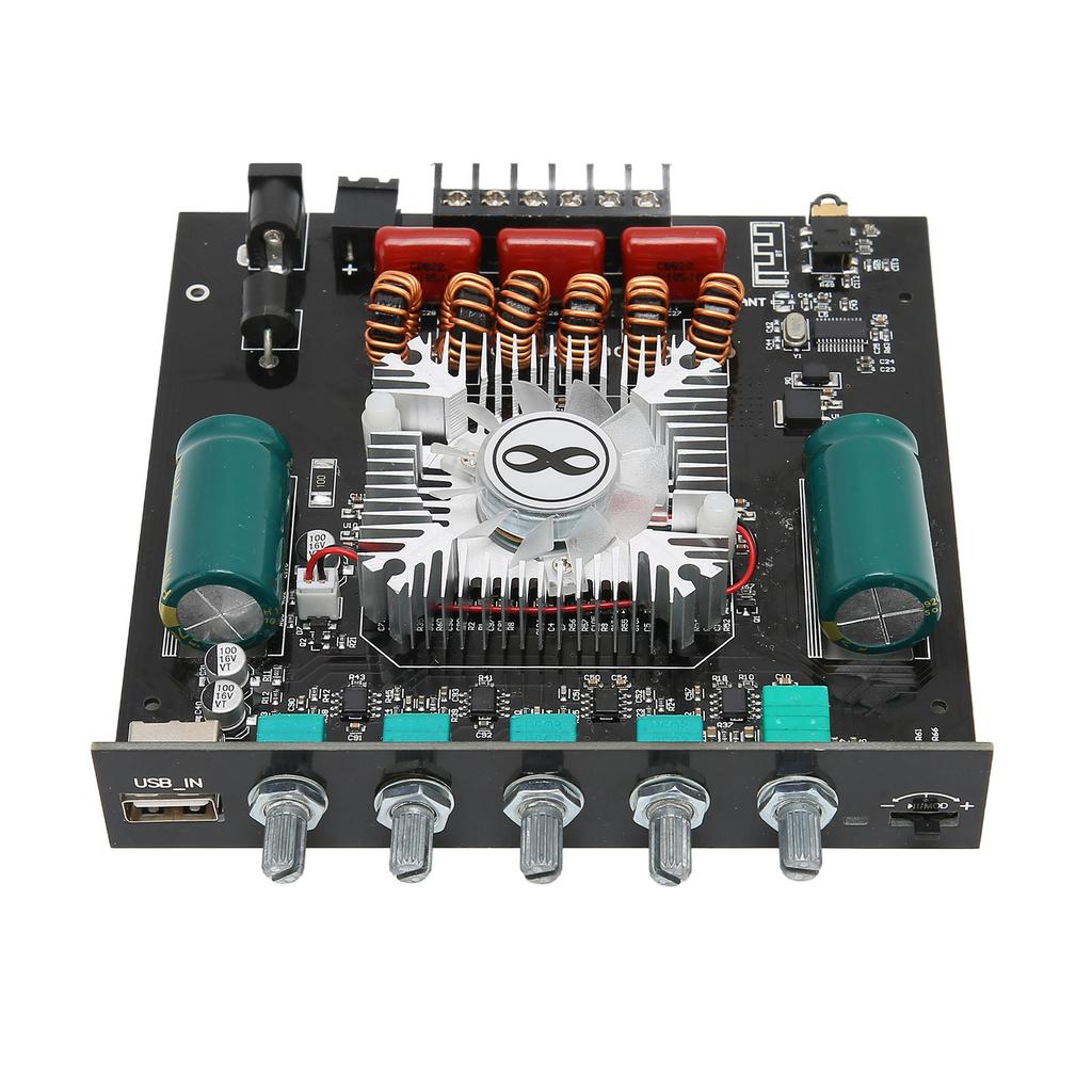 BT Power Amplifier Board Stereo 2.1 Channel Built in Cooling Fan USB Amplifier Board DC15‑36V