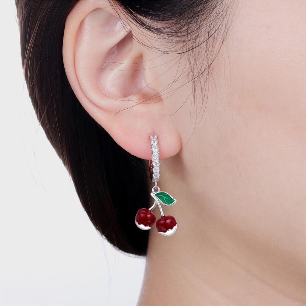 Orstarry S925 Silver Earrings Candy Doughnut Cherry Earring For Women Birthday Gift Fashion Trend Silver Jewelry Gift