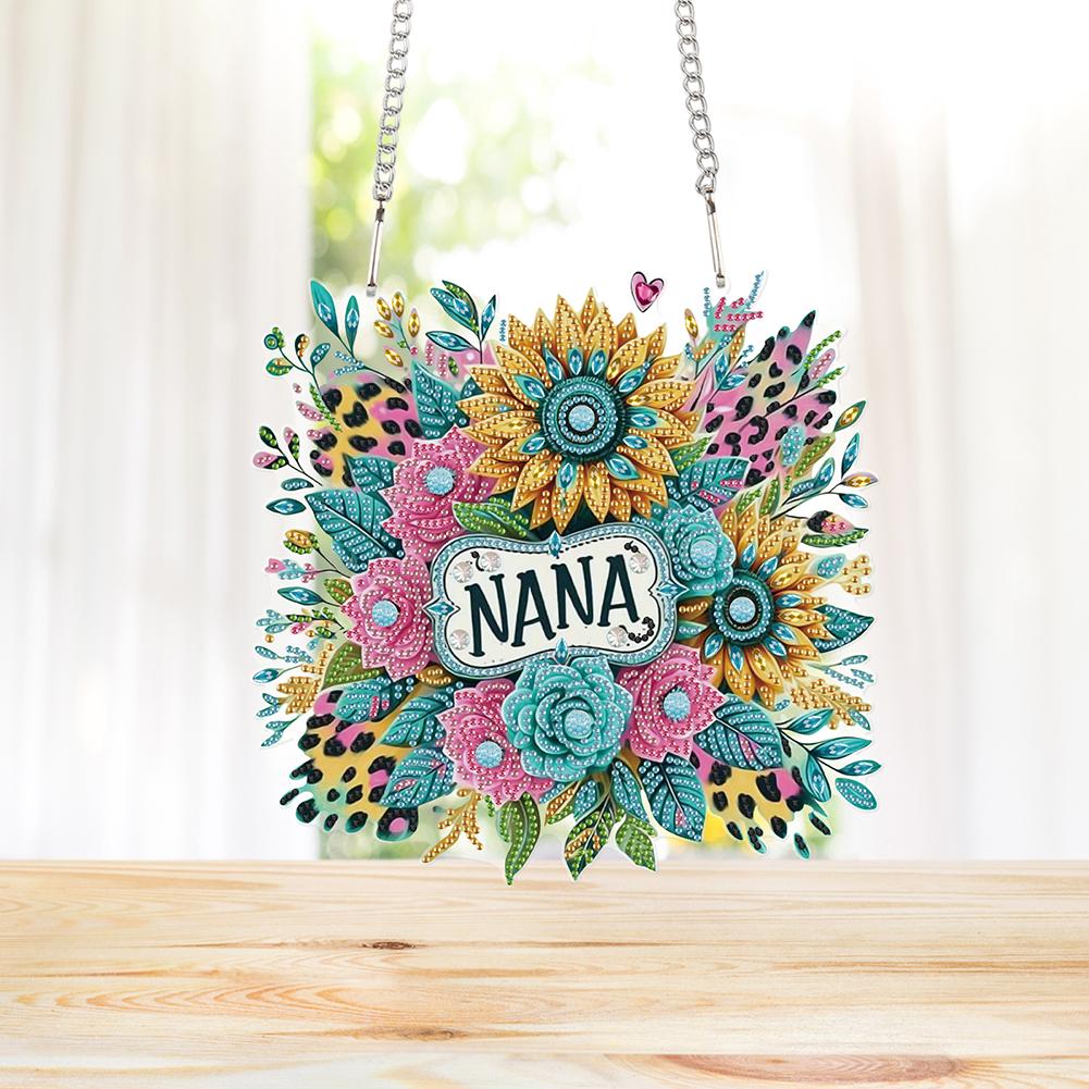 2D Flat DIY Diamond Painting Set Rhinestone Diamond Art Window Pendants Diamond Art Pendant DIY Home Decor Hanging Charm