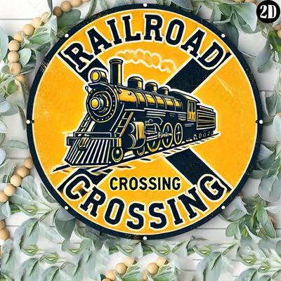 Vintage Metal Train Sign Railroad Crossing Home Decor Wall Art Aluminum Sign