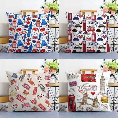 LOVE England Printed Pillow Case Sofa Living Room Bedroom Double-sided Printing Square Cushion Nap Time Pillow Case