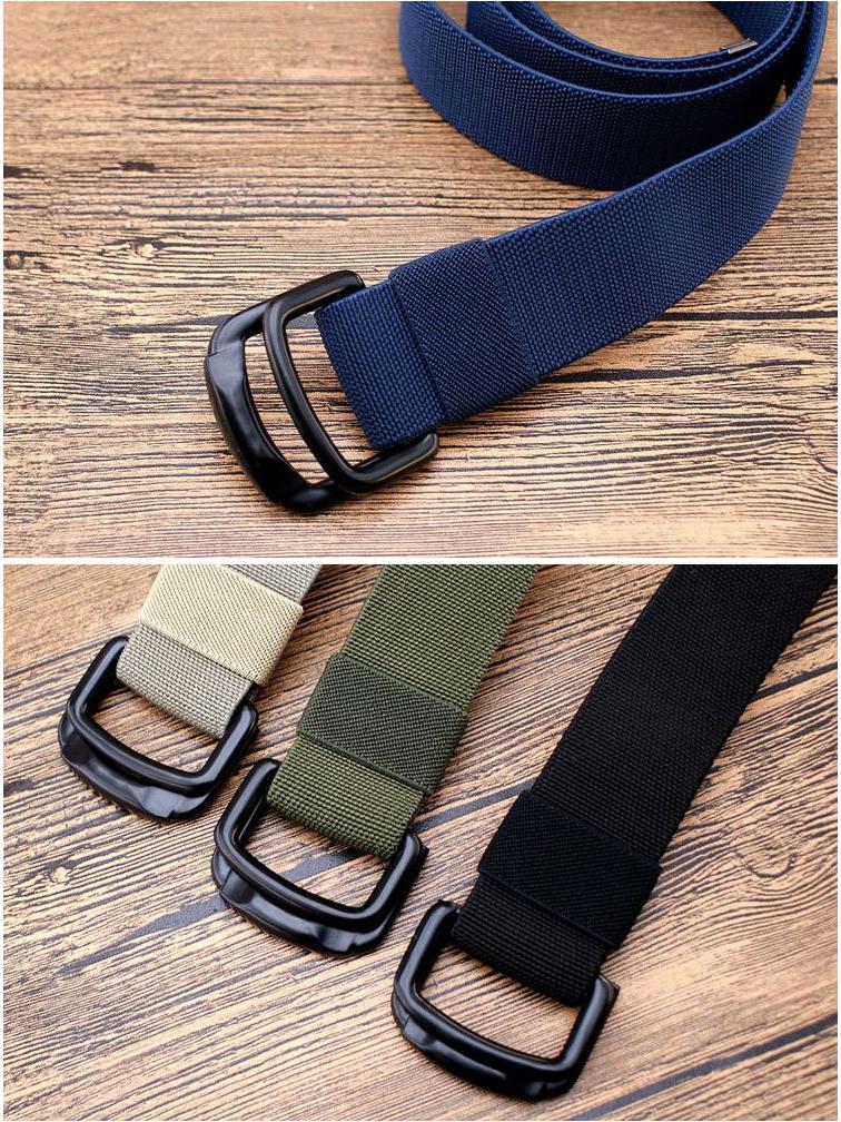 Men's Canvas & Leather Double Ring Stretch Belt