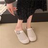 Fashion Women's Half-cup Slippers 2025 New Women Woven Hollow Roman Slippers Summer  Mules Female Shoes
