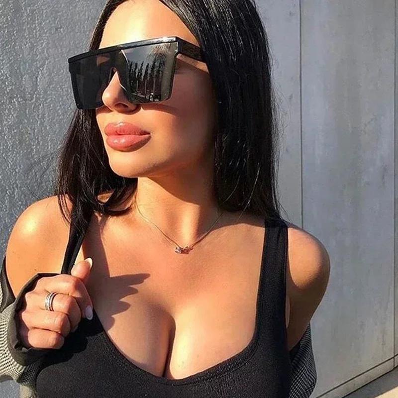 New Black Square Sunglasses Woman Big Frame Fashion Retro Mirror Sun Glasses Female Brand Vintage Lady Lunette eil Femme