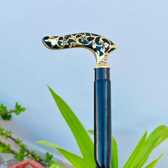 Victorian Flower Leaf Black Wooden Walking Stick Brass Cane Gift for Men Women Handmade Design Gift Everyday Use Best Gifts