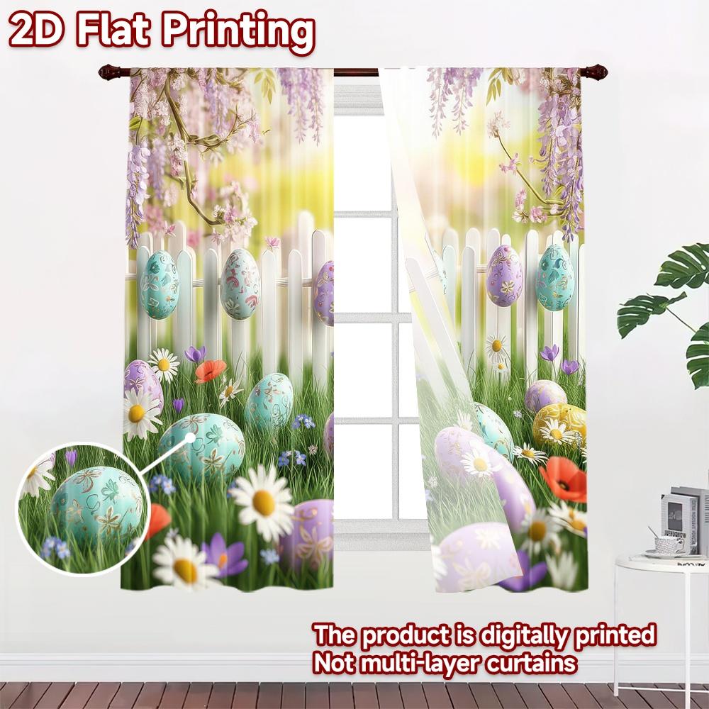 2D flat Photography Backdrop Background Banner Easter Eggs in Garden 100% Polyester Festive Holiday Perfect for Suitable for
