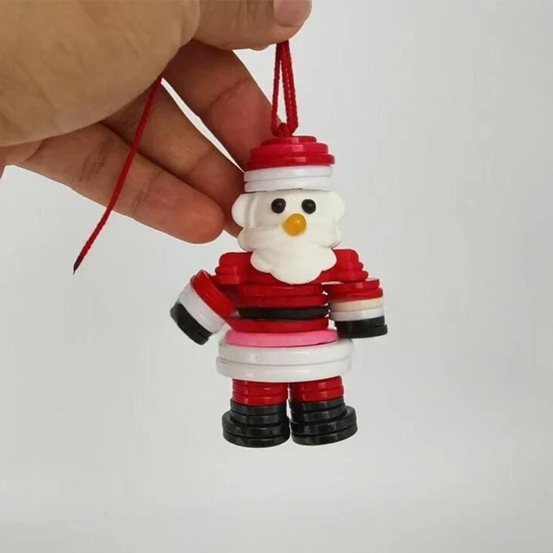 Santa Claus Snowman DIY Button Ornament Kit Christmas Pendant Decor Angel Children Christmas Birthday Gifts Navidad Natal Gift